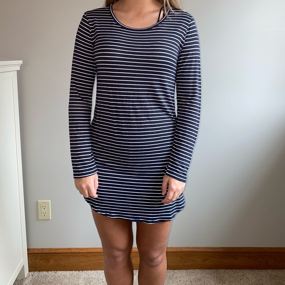 Blue and White Striped Dress